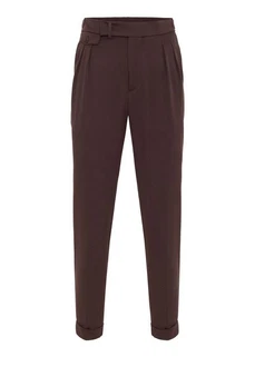 Antioch 7/8 Strandhose High Waist Pleated Casual Trousers Braun/Dunkelbraun/Bordeaux/Dunkelrot/Khaki