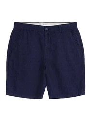 KnowledgeCotton Apparel Chinohose Chuck Regular Linen Shorts Weiß/Creme/Dunkelblau