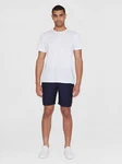 KnowledgeCotton Apparel Chinohose Chuck Regular Linen Shorts Weiß/Creme/Dunkelblau