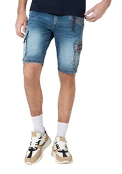 Timezone Cargoshorts Shorts Kurze Denim Mid Waist Jeansshorts (7313) Blau (7313)