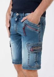 Timezone Cargoshorts Shorts Kurze Denim Mid Waist Jeansshorts (7313) Blau (7313)