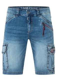 Timezone Cargoshorts Shorts Kurze Denim Mid Waist Jeansshorts (7313) Blau (7313)
