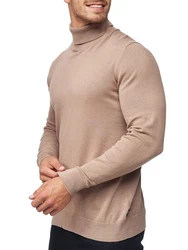 Indicode Eldo Feinstrickpullover Rollkragen Herren Beige Mix