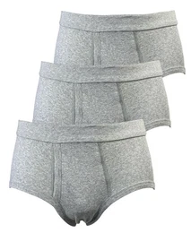 Toker Collection Slip Herrenslip mit Eingriff klassischer Schnitt blau oder grau meliert (Packung, 3er Pack) weich und anschmiegsam
