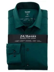 OLYMP Langarmhemd Luxor 24/Seven modern fit Jerseyshirt Dunkelgrün/Türkis/Grün