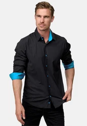 Rusty Neal Langarmhemd Blau/Schwarz/Hellblau/Türkis