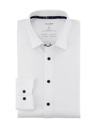 OLYMP Businesshemd 24/7 Luxor modern fit Jersey Weiß/Creme/Dunkelblau
