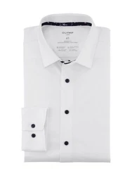 OLYMP Businesshemd 24/7 Luxor modern fit Jersey Weiß/Creme/Dunkelblau