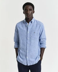 Gant Langarmhemd REG COTTON LINEN STRIPE SHIRT Hellblau/Blau
