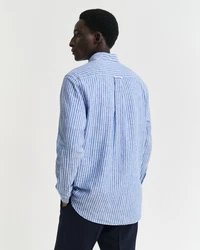 Gant Langarmhemd REG COTTON LINEN STRIPE SHIRT Hellblau/Blau