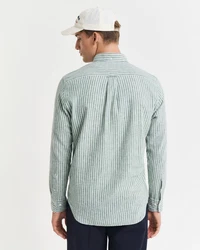 Gant Langarmhemd REG COTTON LINEN STRIPE SHIRT Grün/Hellgrün
