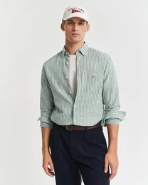 Langarmhemd REG COTTON LINEN STRIPE SHIRT leicht, luftig und atmungsaktiv