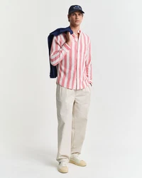Gant Langarmhemd REG COTTON LINEN BOLD STRIPE SHIRT Dunkelrot/Rot/Rosa