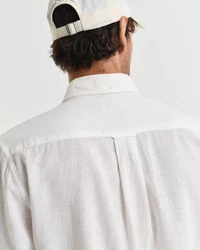 Gant Langarmhemd REG COTTON LINEN SHIRT Weiß/Creme/Hellblau