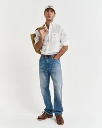 Gant Langarmhemd REG COTTON LINEN SHIRT Weiß/Creme/Hellblau