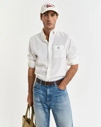 Gant Langarmhemd REG COTTON LINEN SHIRT Weiß/Creme/Hellblau