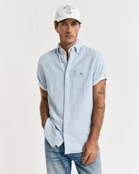 Gant Langarmhemd REG COTTON LINEN SHIRT Hellblau/Blau