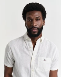 Gant Kurzarmhemd REG COTTON LINEN SS SHIRT Weiß/Creme/Braun/Schwarz