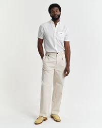 Gant Kurzarmhemd REG COTTON LINEN SS SHIRT Weiß/Creme/Braun/Schwarz