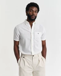 Gant Kurzarmhemd REG COTTON LINEN SS SHIRT Weiß/Creme/Braun/Schwarz