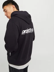 Jack & Jones Kapuzensweatshirt JCOUNION PRINT SWEAT HOOD Schwarz/Dunkelblau/Beige/Lila
