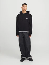 Jack & Jones Kapuzensweatshirt JCOUNION PRINT SWEAT HOOD Schwarz/Dunkelblau/Beige/Lila