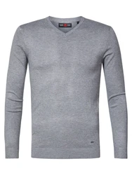 Petrol Industries Strickpullover Essential V-Ausschnitt Grau/Dunkelgrau/Hellgrau