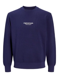 JACK & JONES Sweatshirt 'JORVesterbro' marine/weiß JACK & JONES Sweatshirt 'JORVesterbro' marine/weiß