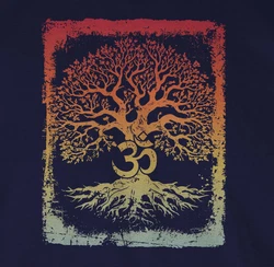 Shirtracer Rundhalsshirt Lebensbaum Om Zeichen Yoga Dunkelblau/Lila/Blau