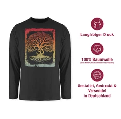 Shirtracer Rundhalsshirt Lebensbaum Om Zeichen Yoga Dunkelgrau/Mischfarben/Schwarz/Lila/Braun/Rosa