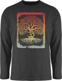 Rundhalsshirt Lebensbaum mit Om Zeichen Leben Wachstum Verbundenheit Meditation Inne Yoga