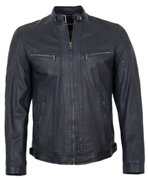 Lederjacke Mason - Herren Lederjacke Lammnappa navy