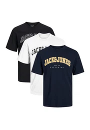 T-Shirt 3er Pack Caleb Varsity (Spar-Set, 3-tlg) T-Shirt - Baumwolle - Atmungsaktiv - Mit Print auf der Brust