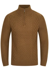 SOULSTAR Strickpullover S2PELOTAS Troyer Braun/Khaki/Beige/Dunkelgrün