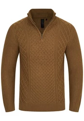 SOULSTAR Strickpullover S2PELOTAS Troyer Braun/Khaki/Beige/Dunkelgrün