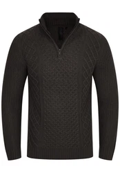 SOULSTAR Strickpullover S2PELOTAS Troyer Schwarz/Dunkelgrün/Dunkelgrau
