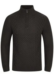 SOULSTAR Strickpullover S2PELOTAS Troyer Schwarz/Dunkelgrün/Dunkelgrau
