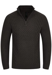 SOULSTAR Strickpullover S2PELOTAS Troyer Schwarz/Dunkelgrün/Dunkelgrau
