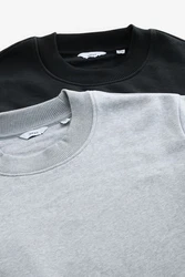 Next Sweatshirt Rundhals-Sweatshirts im 2er-Pack Schwarz/Dunkelgrau/Grau