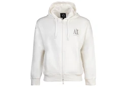 ARMANI EXCHANGE Sweatshirt Herren Sweatjacke mit Kapuze Hoodie Full-Zip Weiß/Creme