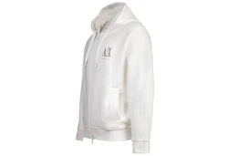 ARMANI EXCHANGE Sweatshirt Herren Sweatjacke mit Kapuze Hoodie Full-Zip Weiß/Creme