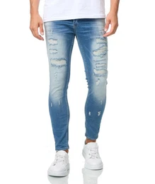 Slim-fit-Jeans Lssige Destroyed Herren Jeans in Slim Fit Blau W31/L32