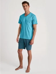 Shorty Relax Streamline (Set, 2 tlg) mit V-Neck und aufgesetzte Brusttasche