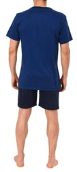Normann Pyjama Herren Shorty Pyjama Dunkelblau/Blau/Hellblau