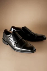 Next Signature Monk-Schuhe mit zwei Schnallen Schwarz/Braun