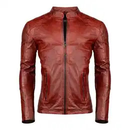 Lederjacke Herren Jacke bergangsjacke Biker Look 100% Echtleder D3