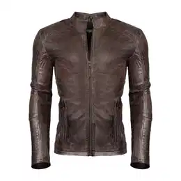 Lederjacke Herren Jacke bergangsjacke Biker Look 100% Echtleder D3