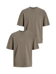Jack & Jones Basic T-Shirt Rundhals Dropped Shoulder Oversized Shirt (8394) Braun (8394)