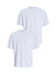 Jack & Jones Basic T-Shirt Rundhals Dropped Shoulder Oversized Shirt (8394) Weiß (8394)