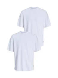 T-Shirt 2er-SET Basic T-Shirt Rundhals Dropped Shoulder Oversized Shirt (2-tlg) 8394 in Wei
